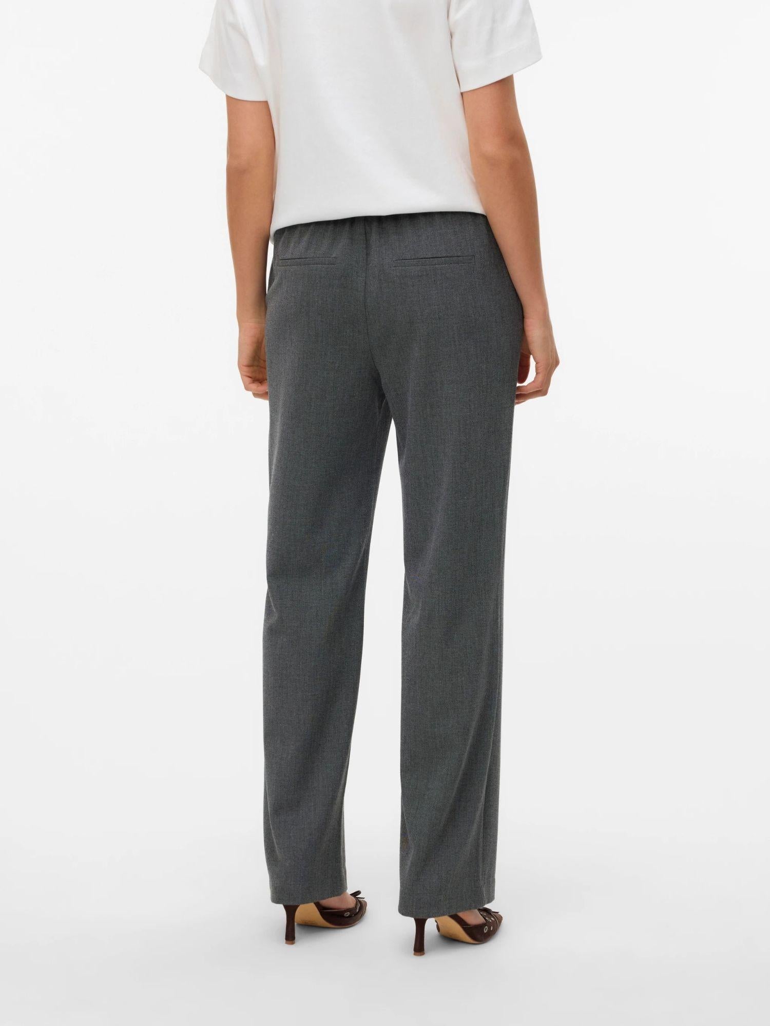 Vero Moda Pantaloni Donna Maya A Vita Media Nero Grey Melange 10331956 Black GREY MELANGE VERO MODA 