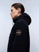 Napapijri Felpa In Pile Nera Con Cappuccio E Zip Yupik Da Uomo NP0A4GNS 041 NAPAPIJRI 