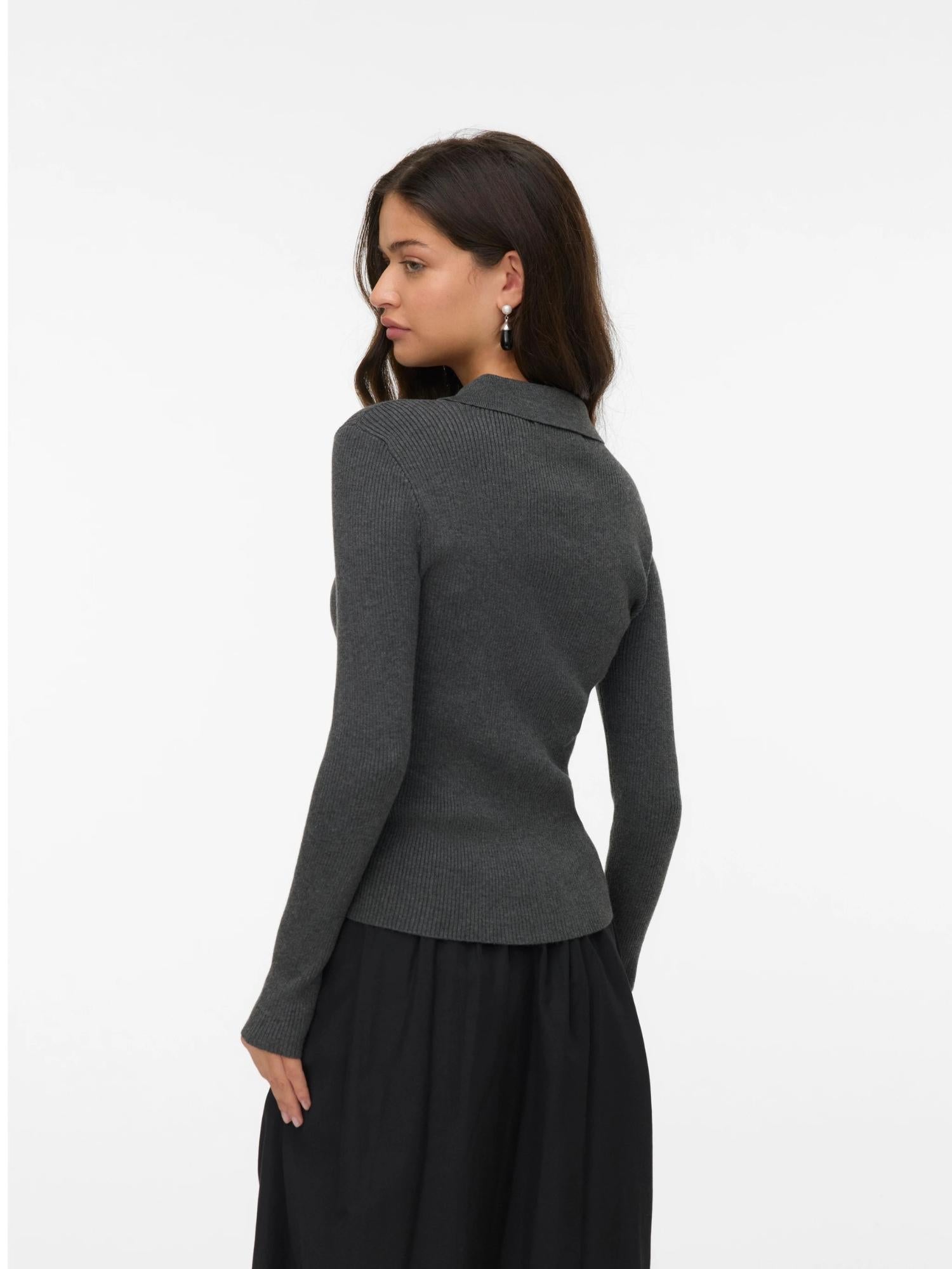 Vero Moda Maglione Donna Siljerib Dark Grey Melange 10336674 Dark Grey Melange VERO MODA 