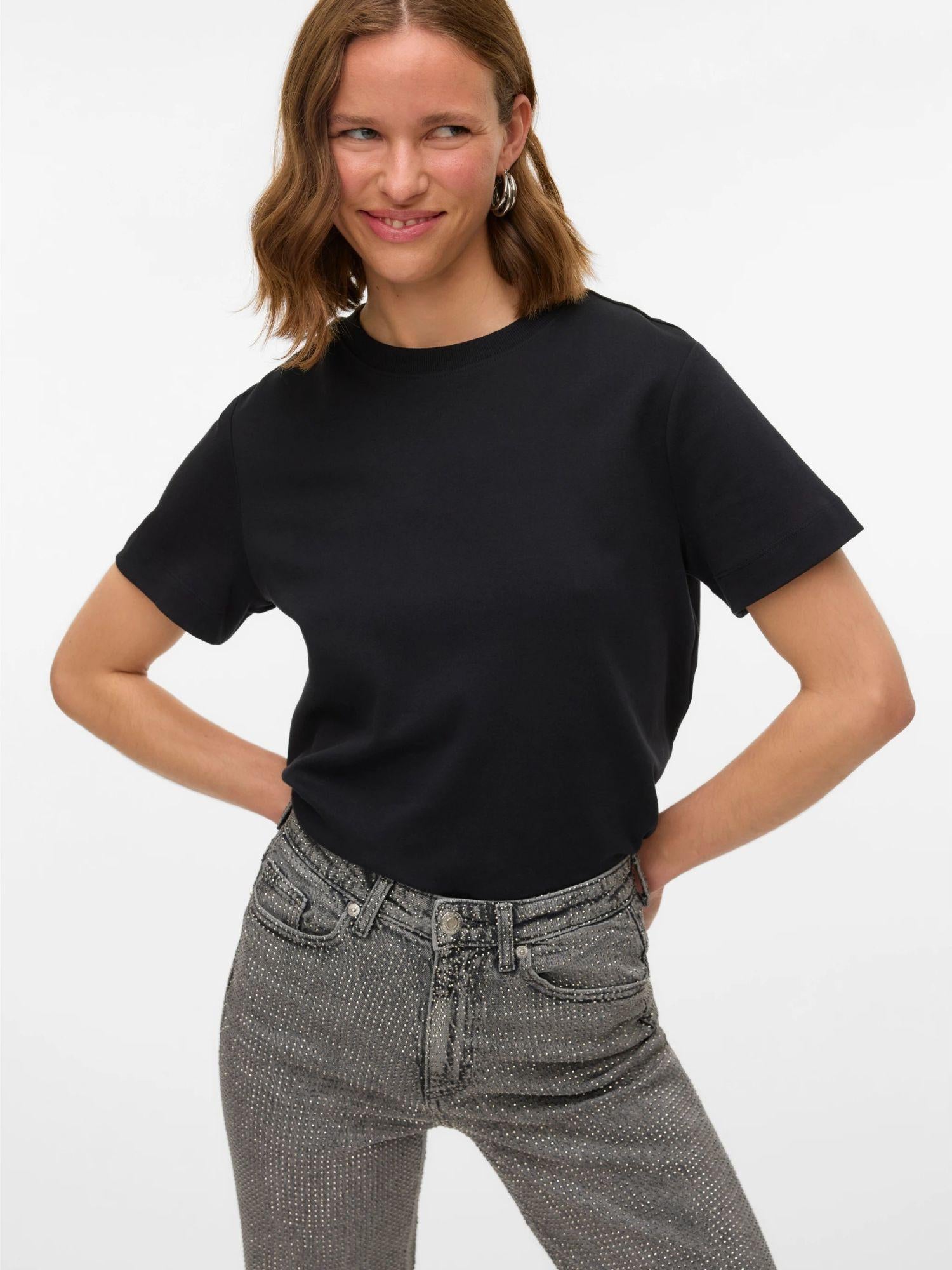 Aware T-Shirt Donna Awnaima Nero 10294544 Black VERO MODA 