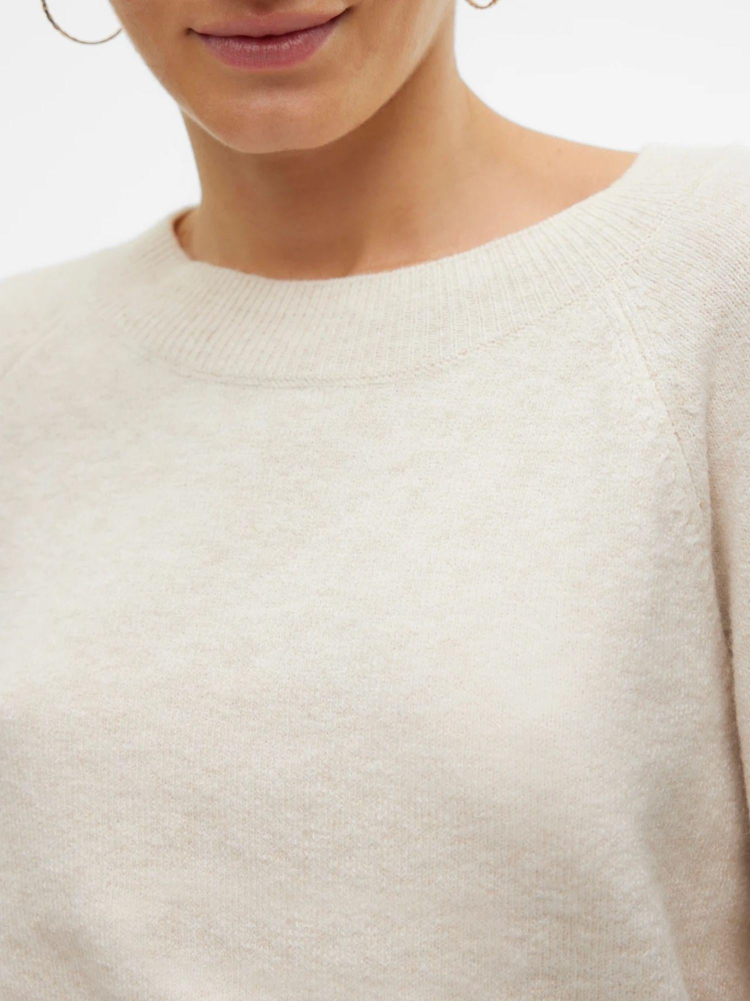 Vero Moda Maglione Donna Doffy Bianco Panna 10201022 Birch MELANGE VERO MODA 