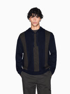 Armani Exchange Maglione Uomo con cappuccio a blocchi Chocolate Melange Deep Navy XM001337 AF19385 M6132 ARMANI EXCHANGE 