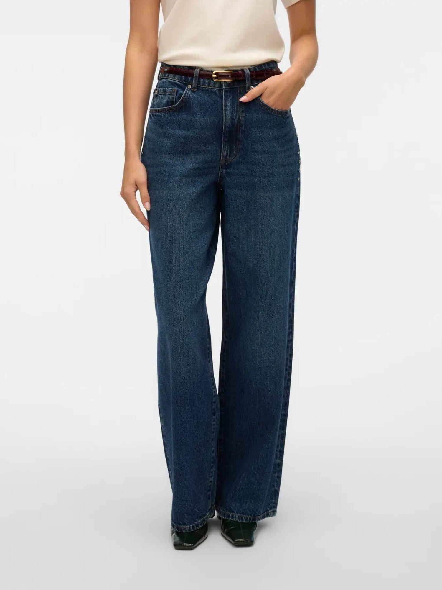 Vero Moda Jeans Donna Rae Wide Fit Dark Blue Denim 10336550 Dark Blue Denim VERO MODA 