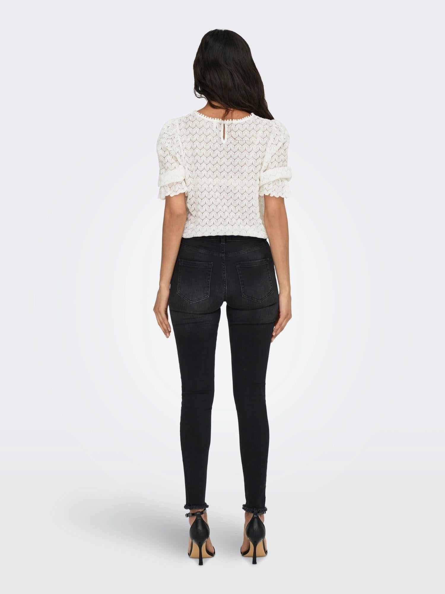 Only Jeans Donna Blush A Vita Media Skinny Fit Black Denim 15157997 Black Denim ONLY 