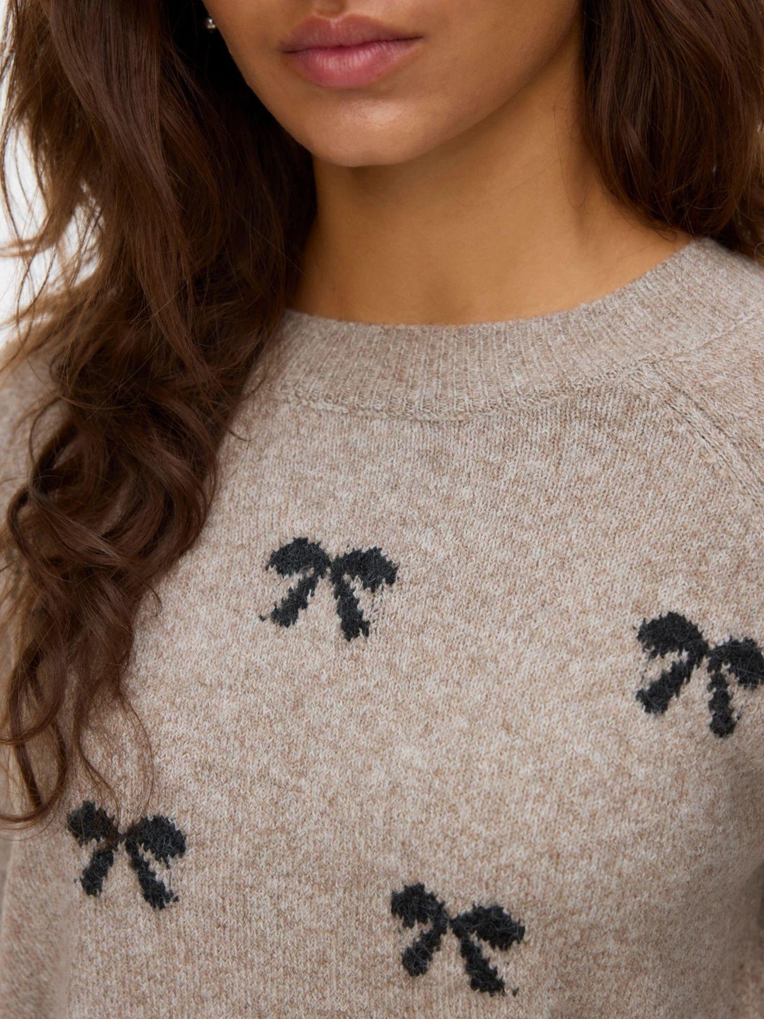 Vero Moda Maglione Donna Doffy Beige E Bianco 10330790 Woodrose W. WHITE HEARTS VERO MODA 