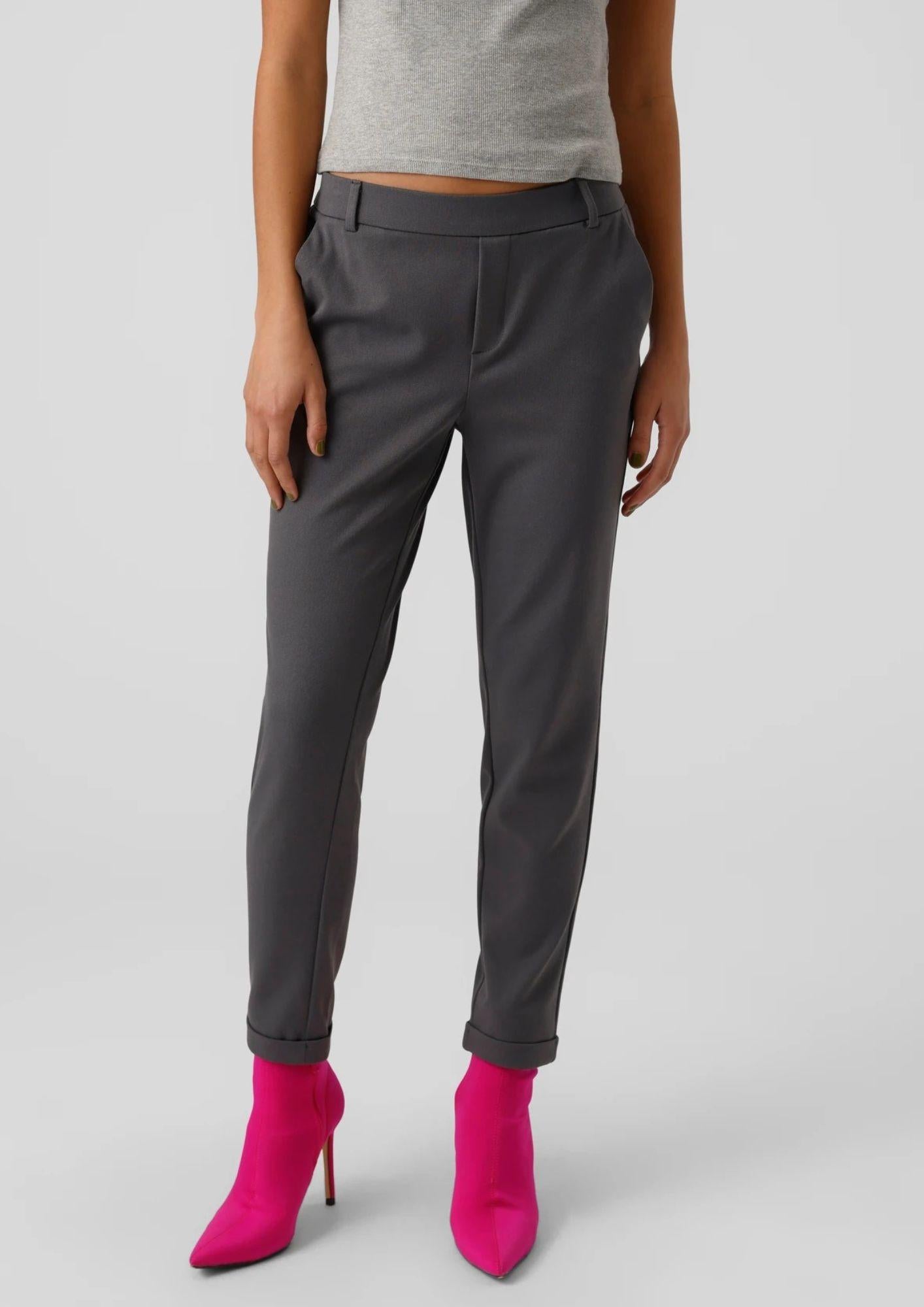 Vero Moda Pantaloni Donna Maya A Vita Media Grigio Asfalto 10225280 Asphalt VERO MODA 