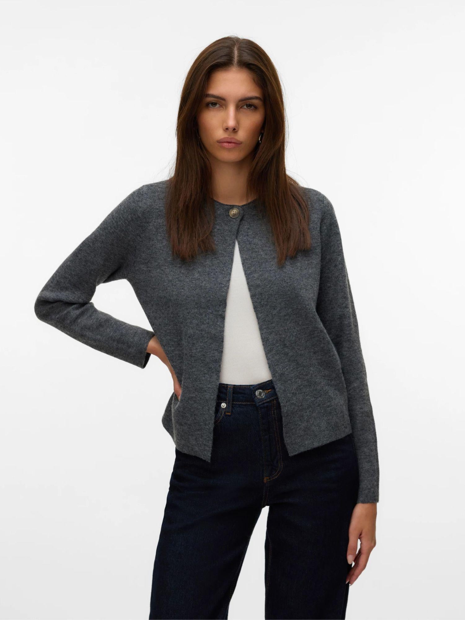 Vero Moda Cardigan In Maglia Donna Marina Grey Dark Grey Melange 10331339 Dark Grey Melange VERO MODA 