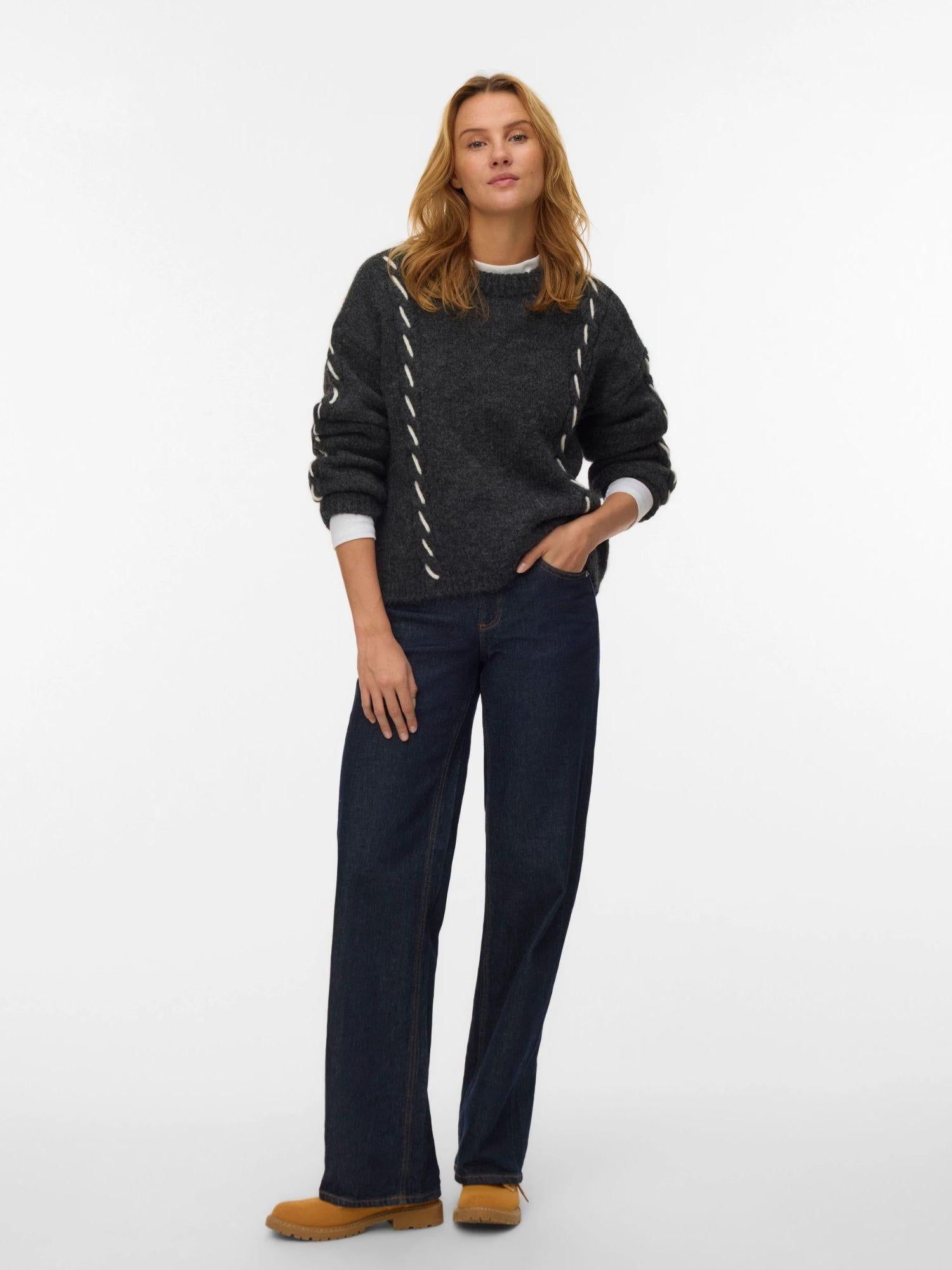Vero Moda Maglione Donna Ilina Dark Grey Melange 10334866 Dark Grey Melange VERO MODA 