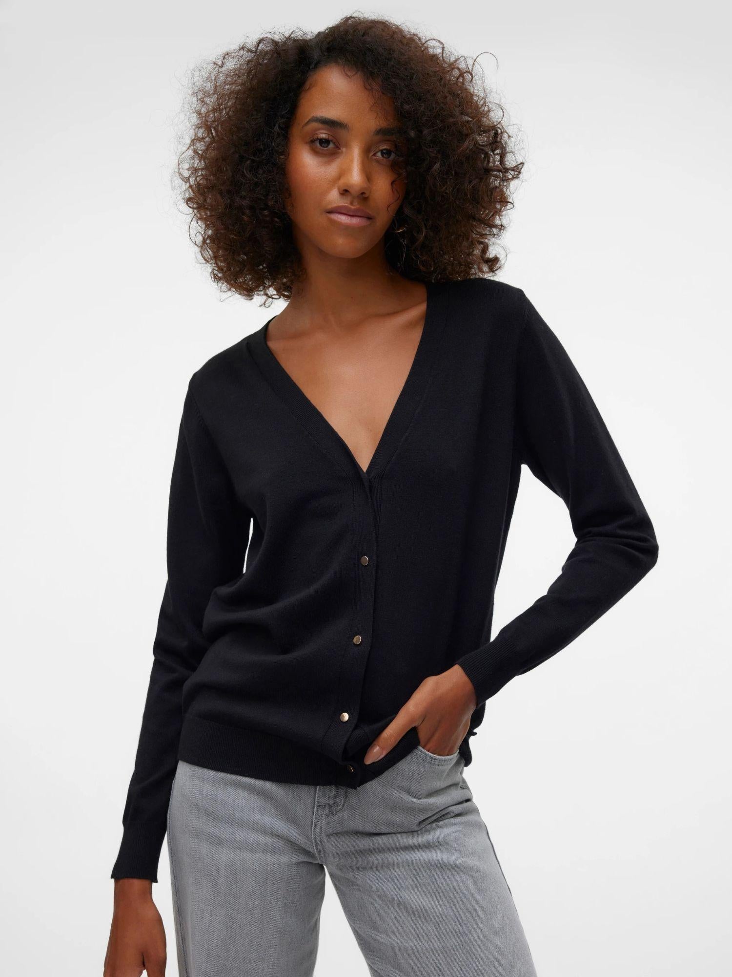 Vero Moda Cardigan In Maglia Donna Silje Nero 10320456 Black VERO MODA 