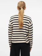 Vero Moda Maglione Donna Saba Bianco Panna E Nero 10310474 Birch BLACK VERO MODA 