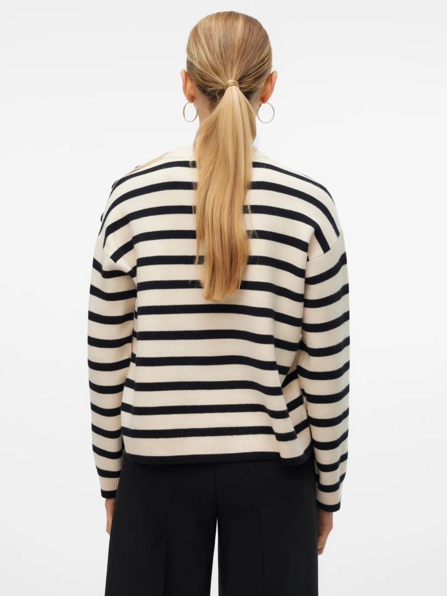 Vero Moda Maglione Donna Saba Bianco Panna E Nero 10310474 Birch BLACK VERO MODA 