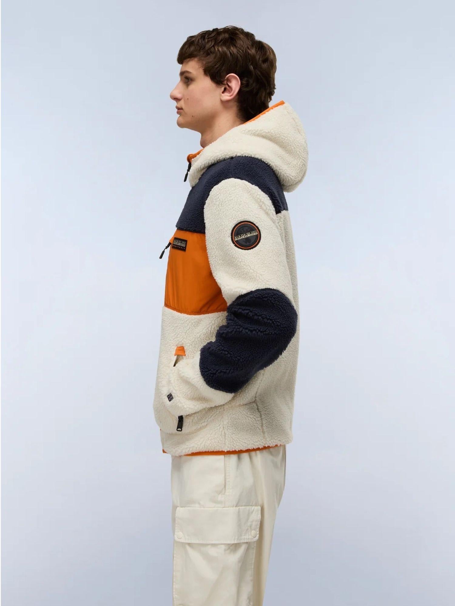 Napapijri Felpa In Pile Multicolour Con Cappuccio E Zip Yupik Da Uomo NP0A4GNS MM9 NAPAPIJRI 