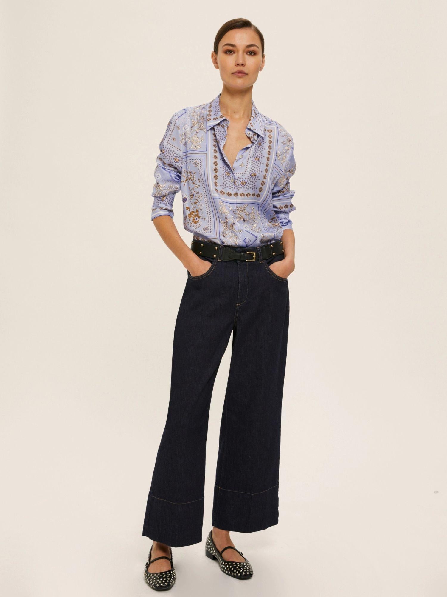 Emme Marella Camicia in twill di viscosa stampata Donna Brunico Azzurro 2525116034200 004 EMME MARELLA 