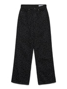 Vero Moda Jeans Donna Tessa A Vita Alta Wide Leg Fit Black Denim Leopard 10336058 Black VERO MODA 