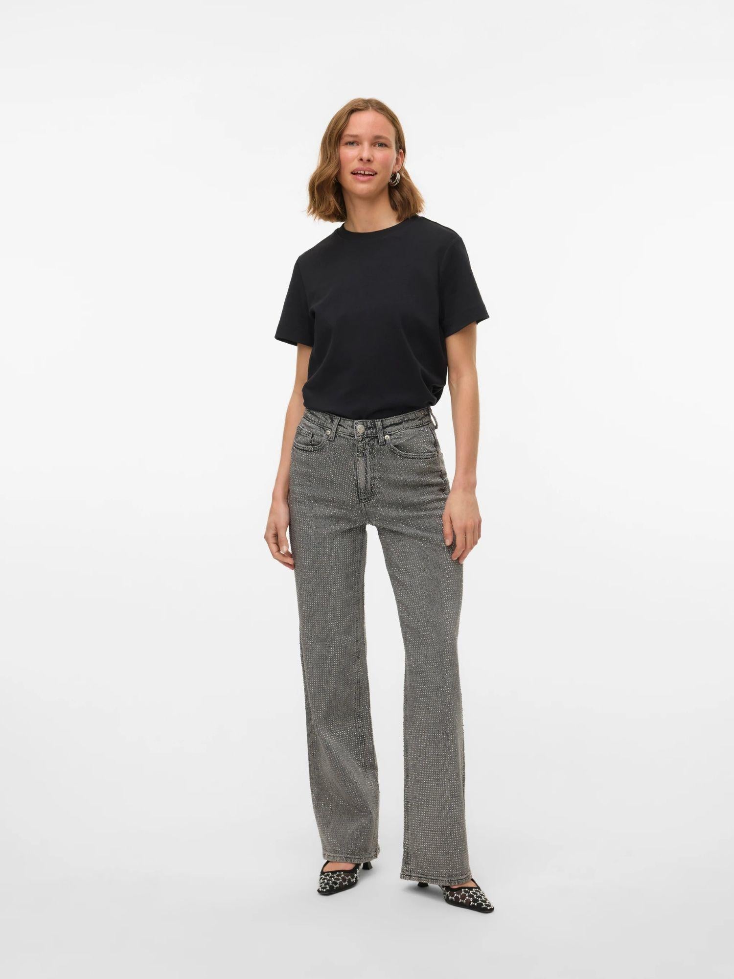 Aware T-Shirt Donna Awnaima Nero 10294544 Black VERO MODA 