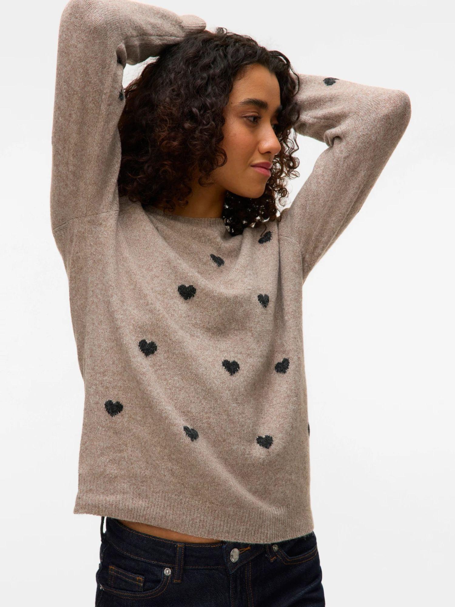 Vero Moda Maglione Donna Doffy Beige E Nero 10330790 Moon Rock W. BLACK BOWS VERO MODA 