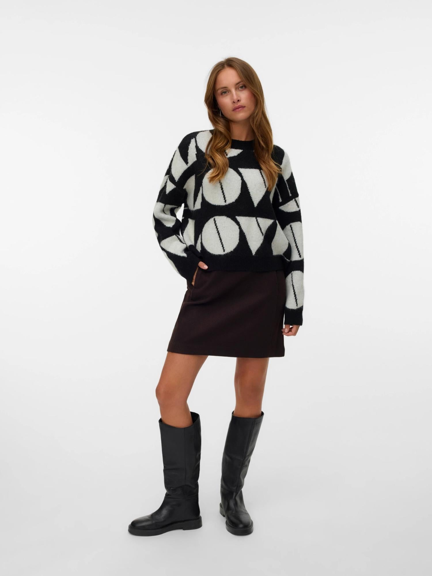 Vero Moda Maglione Donna Love Nero 10331432 Black W. BIRCH BIG LOVE VERO MODA 