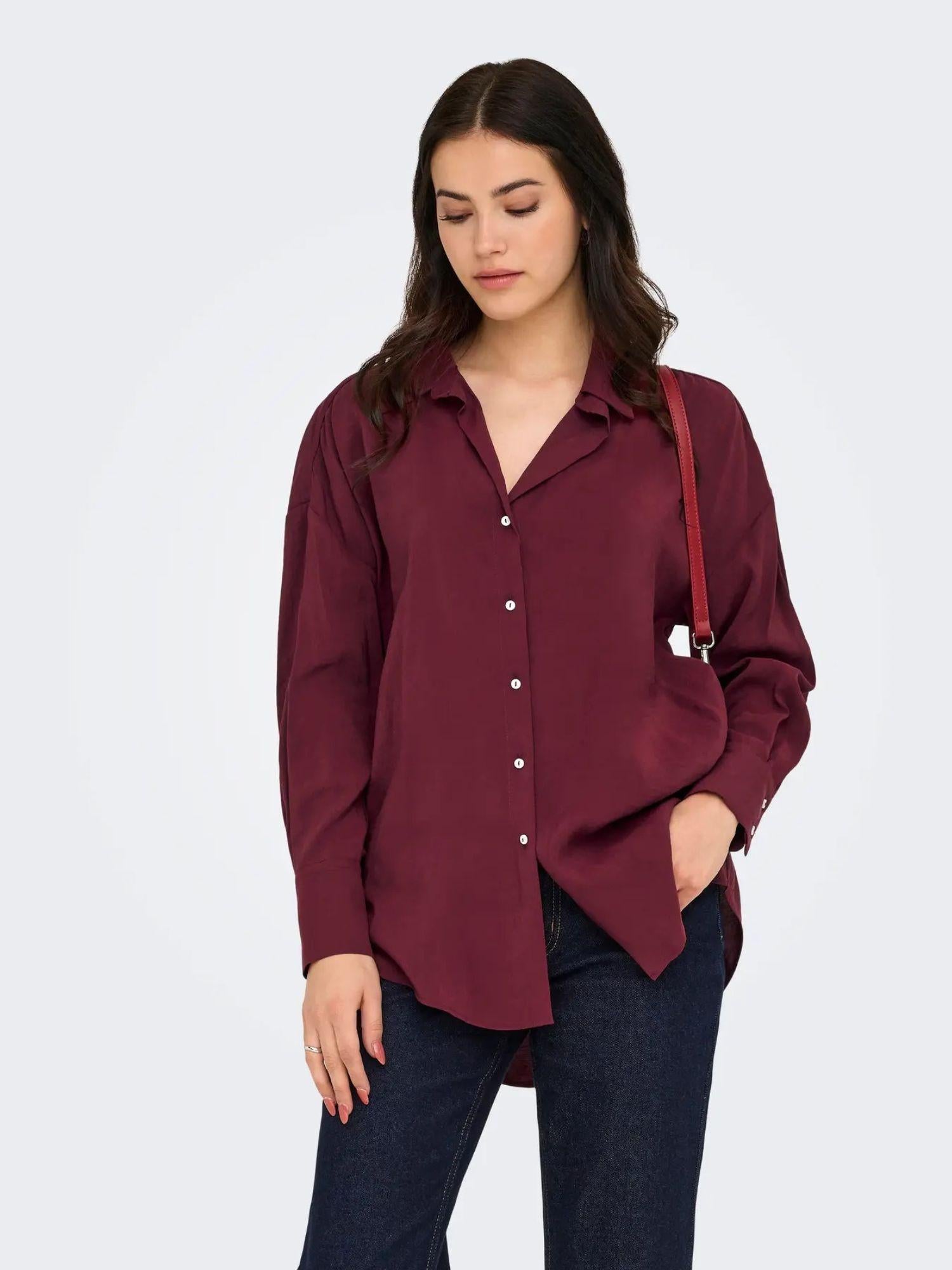 Only ONLZAZIMA Camicia Donna Burgundy 15272523 Burgundy ONLY 