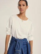 Emme Marella Blusa in raso stretch Donna Madera  Bianco 2525116041200 001 EMME MARELLA 