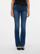 Vero Moda Jeans Donna Flash A Vita Media Flared Fit Dark Blue Denim 10310511 Dark Blue Denim VERO MODA 