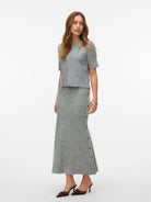Vero Moda Gonna Midi Donna Sally Light Grey Melange 10334898 Light Grey Melange VERO MODA 
