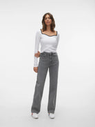 Vero Moda Jeans Donna Tessa A Vita Alta Wide Fit Medium Grey Denim 10287304 Medium Grey Denim VERO MODA 