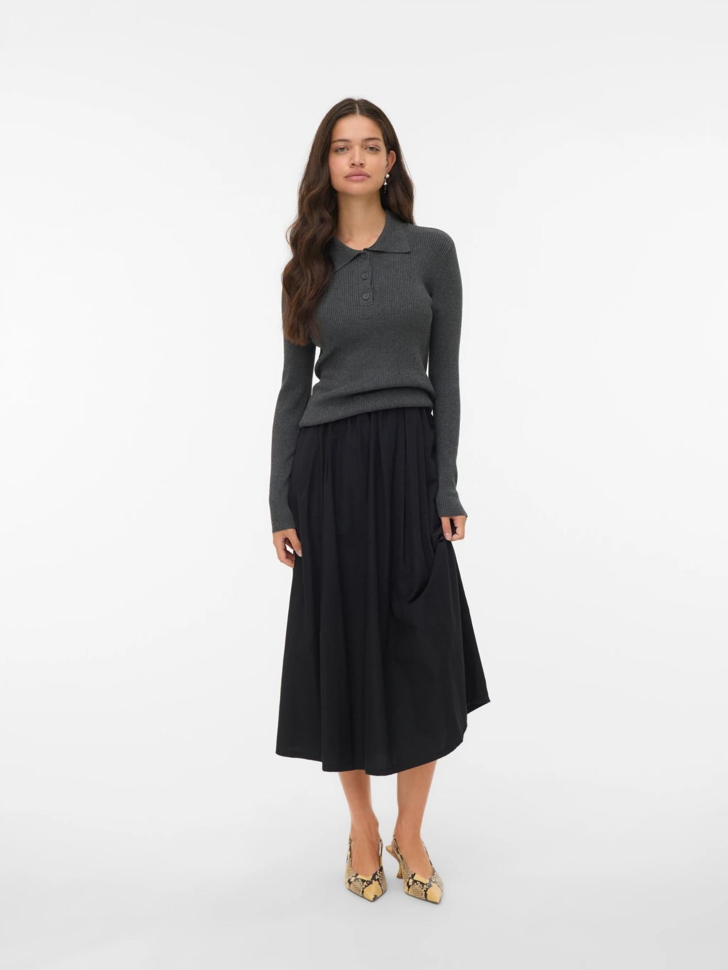 Vero Moda Maglione Donna Siljerib Dark Grey Melange 10336674 Dark Grey Melange VERO MODA 