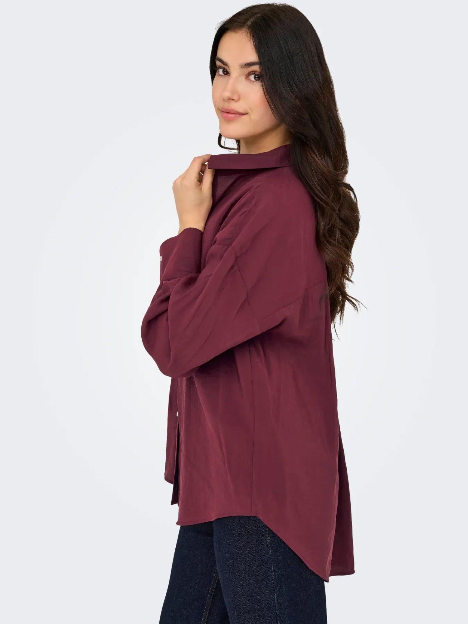 Only ONLZAZIMA Camicia Donna Burgundy 15272523 Burgundy ONLY 
