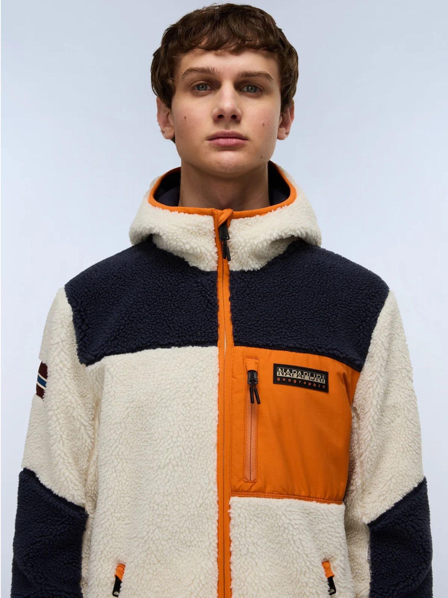 Napapijri Felpa In Pile Multicolour Con Cappuccio E Zip Yupik Da Uomo NP0A4GNS MM9 NAPAPIJRI 