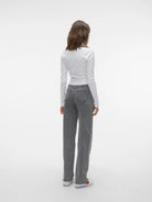 Vero Moda Jeans Donna Tessa A Vita Alta Wide Fit Medium Grey Denim 10287304 Medium Grey Denim VERO MODA 