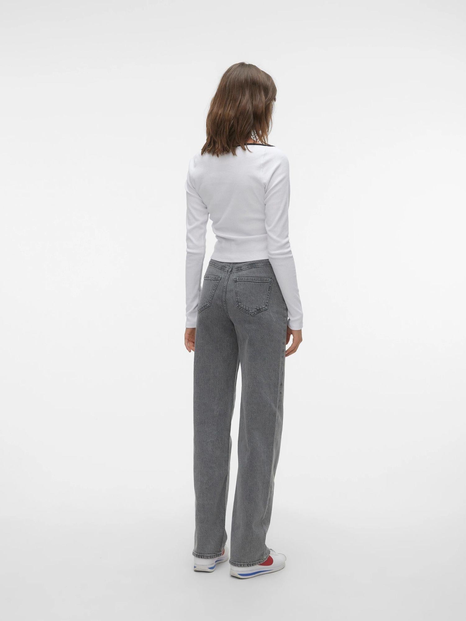 Vero Moda Jeans Donna Tessa A Vita Alta Wide Fit Medium Grey Denim 10287304 Medium Grey Denim VERO MODA 