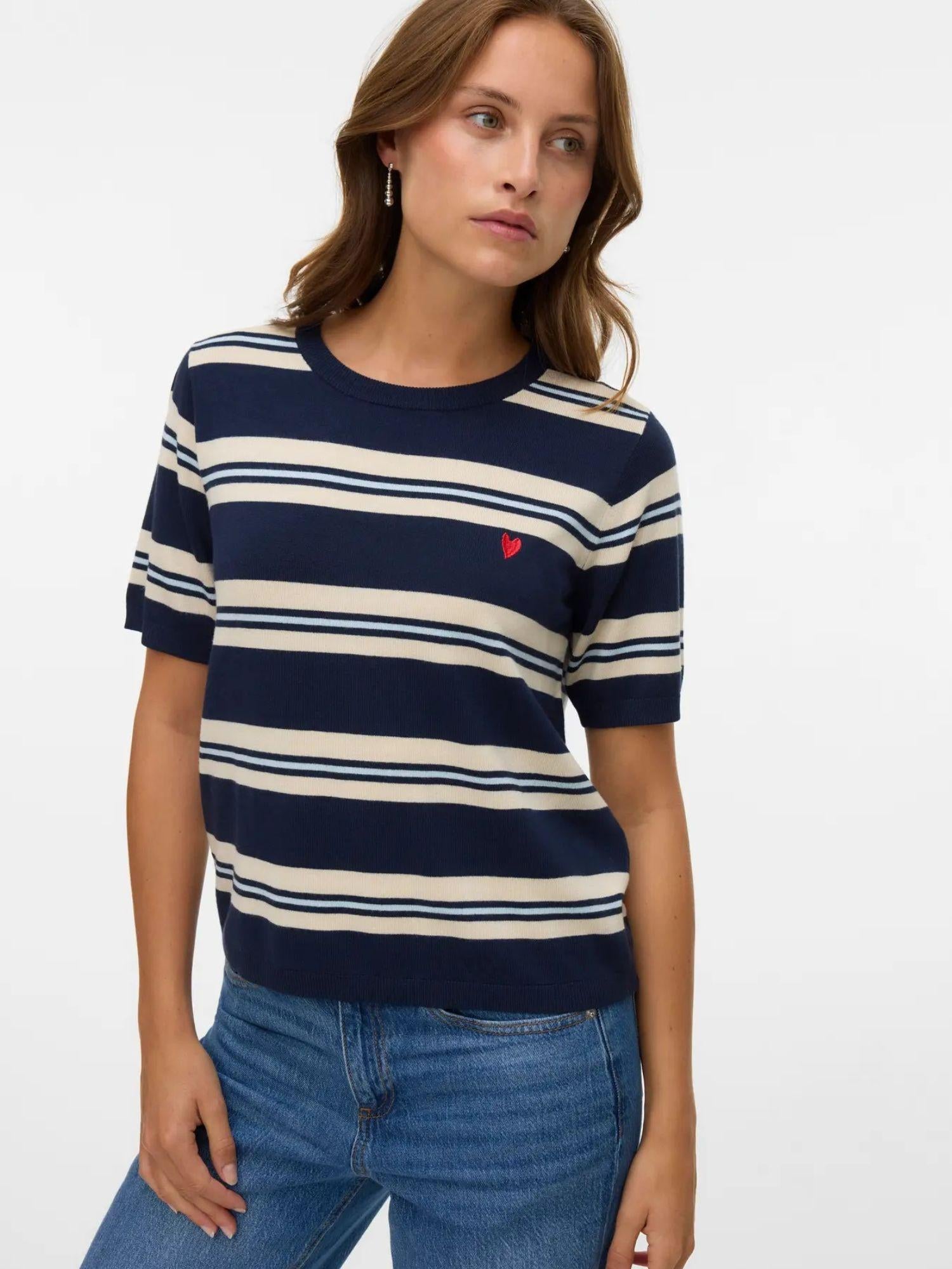 Vero Moda Maglione Donna Carmelia In Maglia Navy Blazer W. Ice Water And Birch 10330825 Navy Blazer VERO MODA 