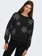 Only Pullover Donna Rosie Nero 15328250 Black Silver Glitter ONLY 