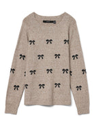 Vero Moda Maglione Donna Doffy Beige E Bianco 10330790 Woodrose W. WHITE HEARTS VERO MODA 