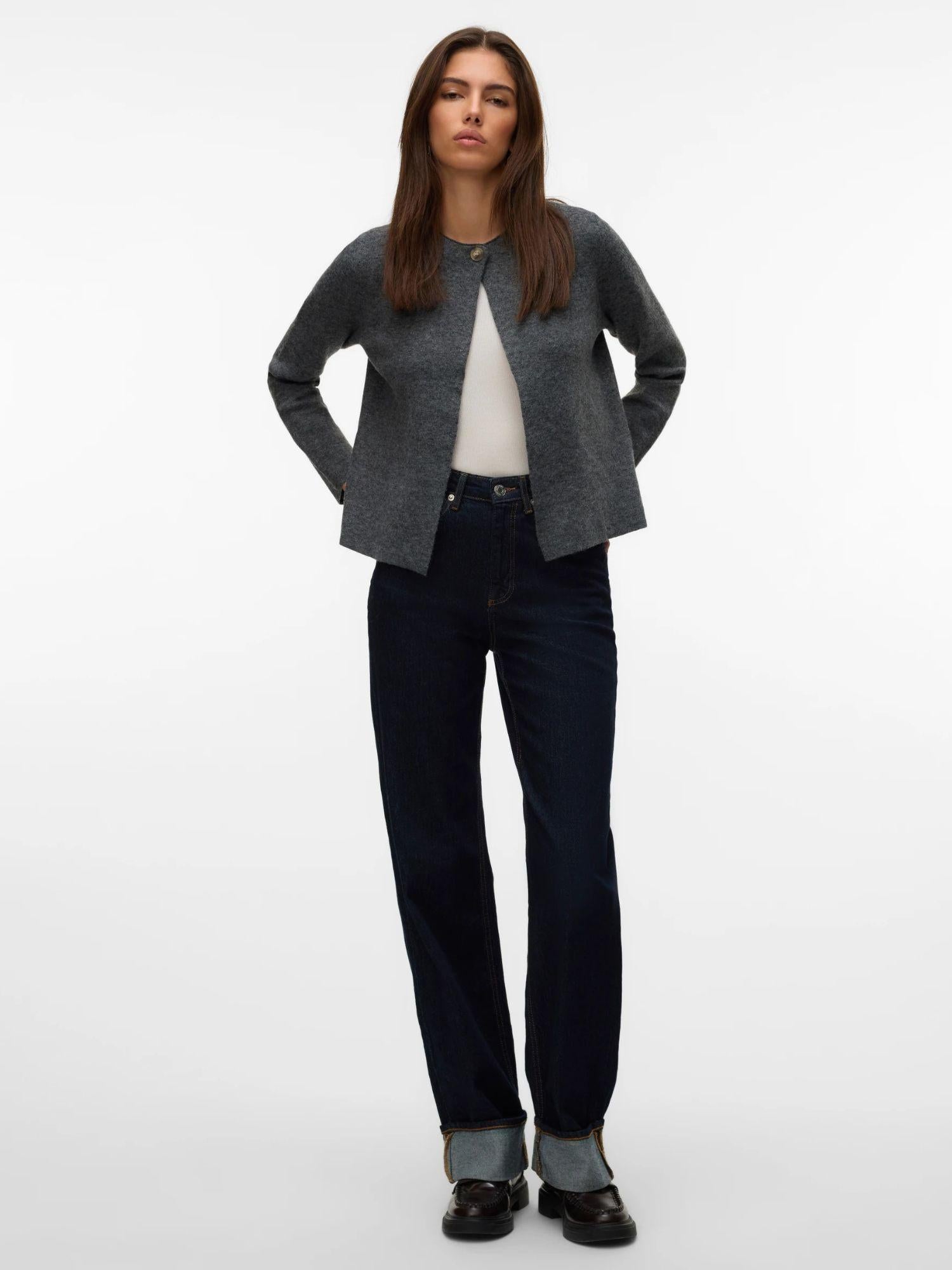 Vero Moda Cardigan In Maglia Donna Marina Grey Dark Grey Melange 10331339 Dark Grey Melange VERO MODA 