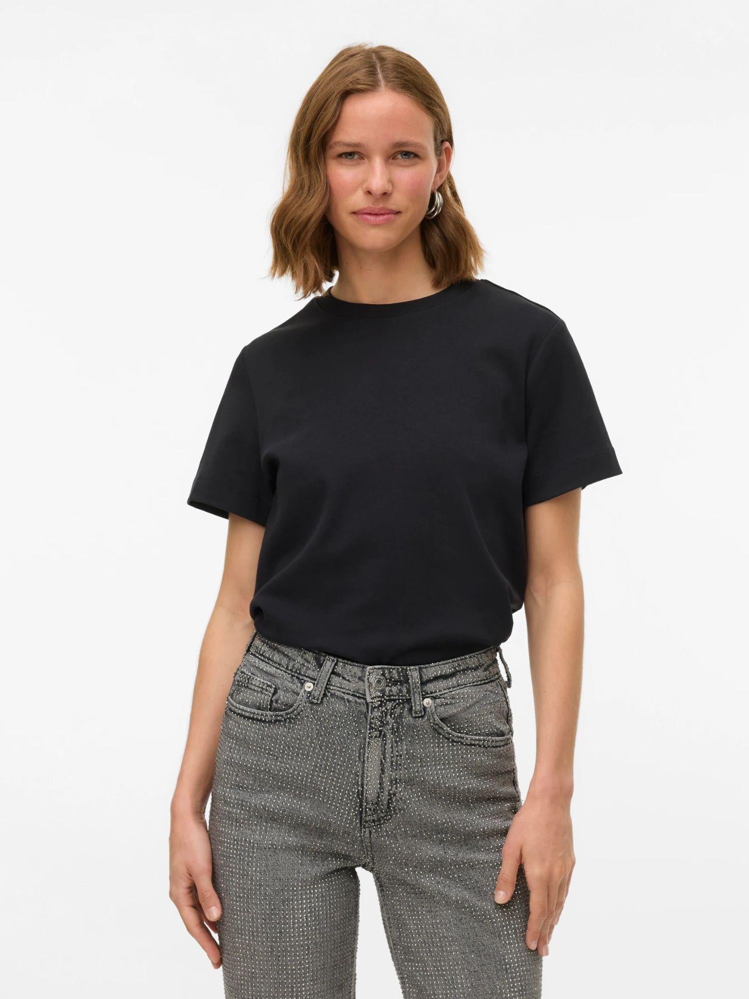 Aware T-Shirt Donna Awnaima Nero 10294544 Black VERO MODA 