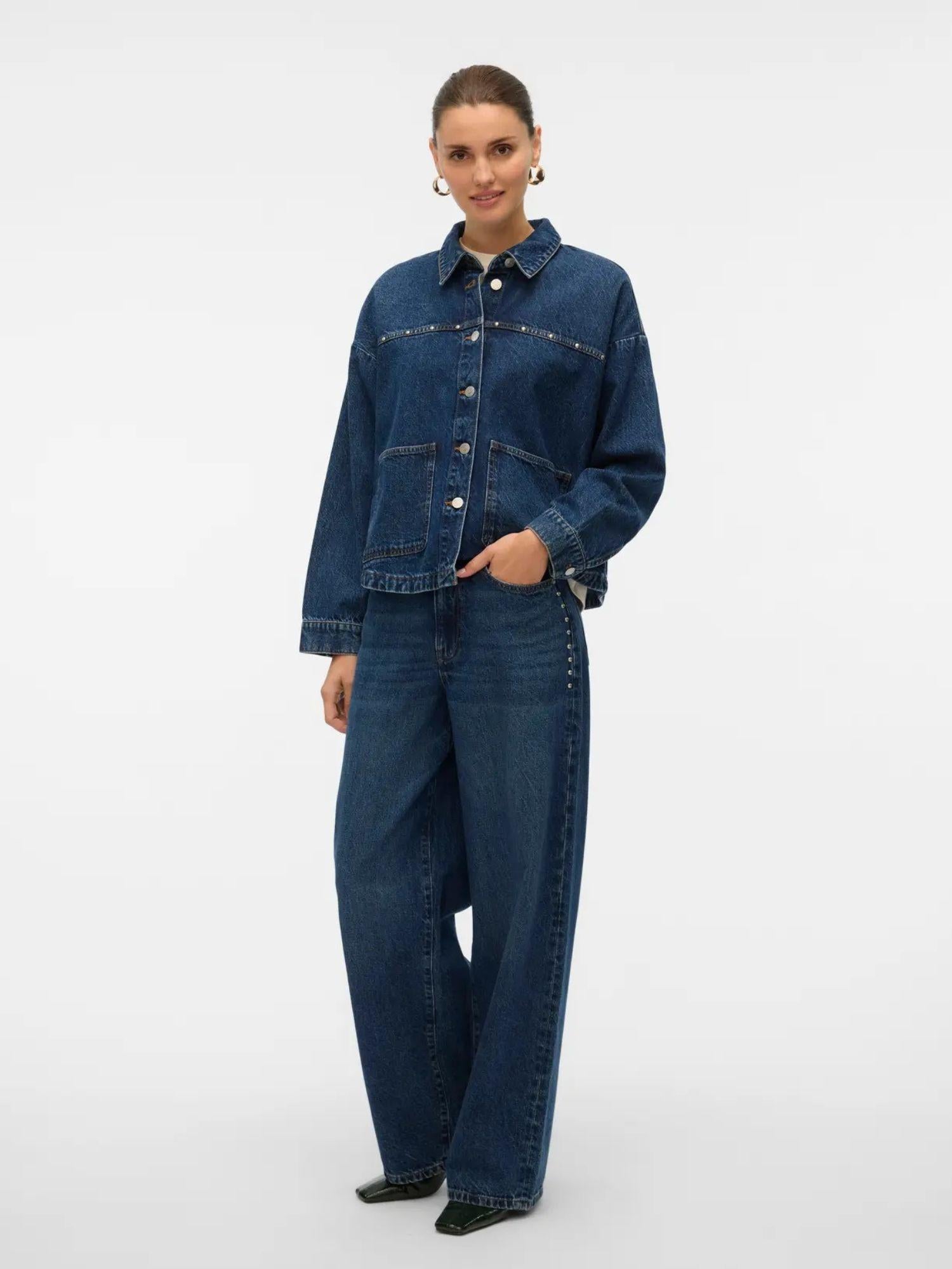 Vero Moda Jeans Donna Rae Wide Fit Dark Blue Denim 10336550 Dark Blue Denim VERO MODA 
