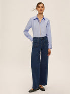 Emme Marella Camicia in popeline con dettagli di perle e strass Donna Valda Azzurro 2525116044200 001 EMME MARELLA 