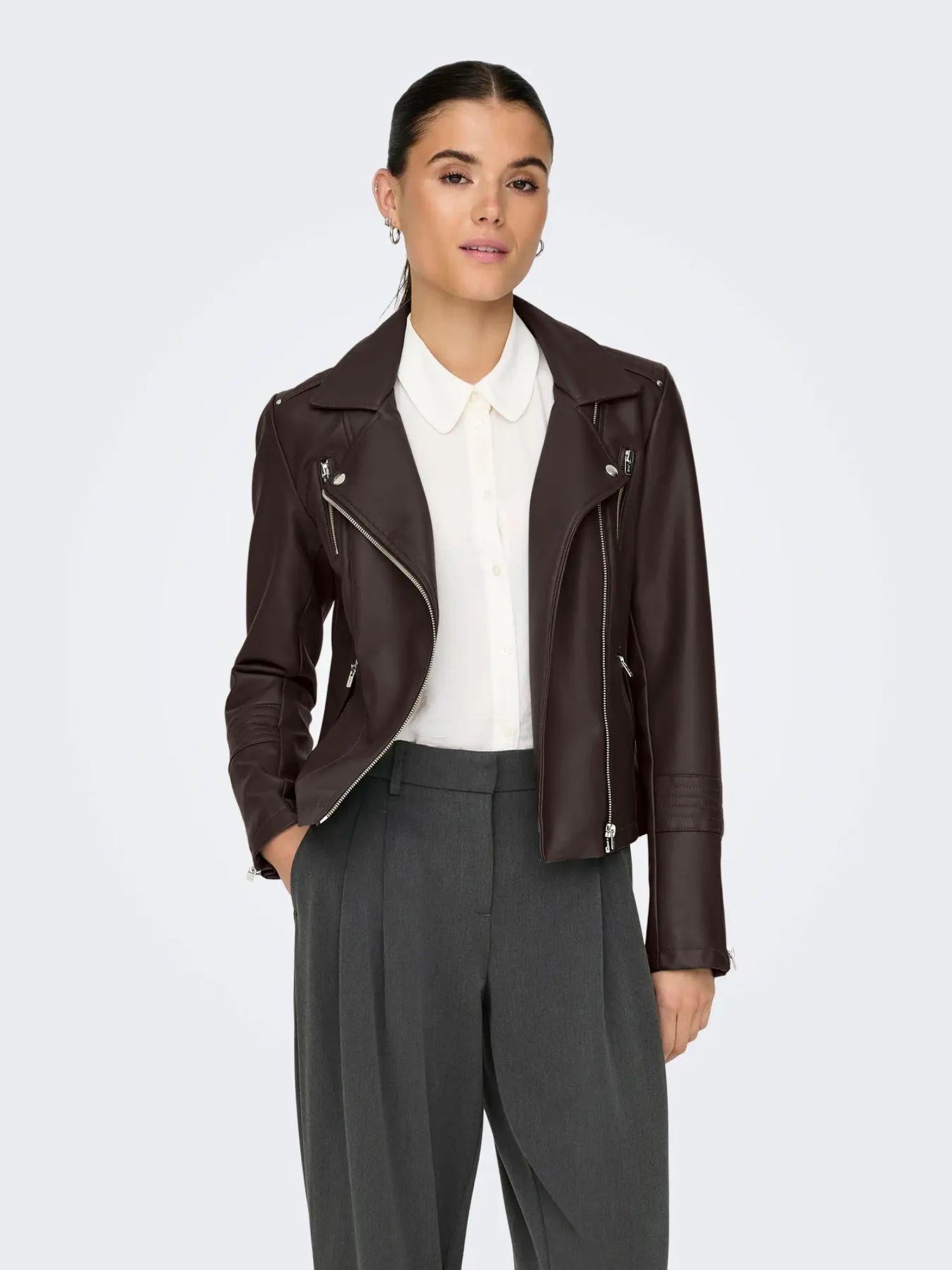 Only Giacca in Finta Pelle Donna Gemma Chocolate Torte 15153079 Chocolate Torte ONLY 