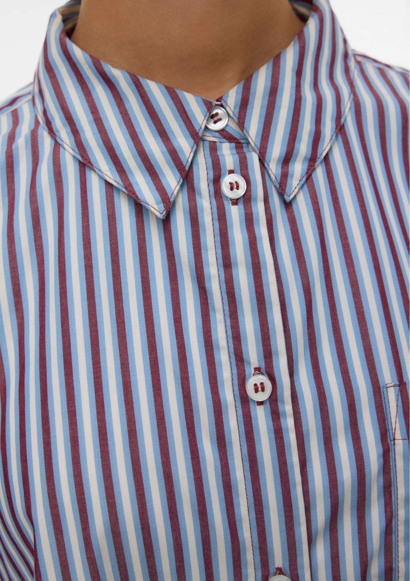 Aware Camicia Donna Parina Azzurra A Righe Bordeaux E Bianche 10326180 Allure ZINFANDEL/BIRCH VERO MODA 