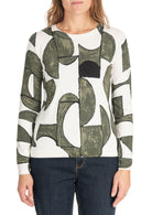 Diana Gallesi Maglia Donna Fondo Bianco Fantasie Geometriche in Verde M184J004914N S2 DIANA GALLESI 