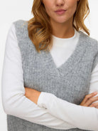 Vero Moda Maglione Smanicato Donna Novah Medium Grey Melange 10339078 Medium Grey Melange VERO MODA 