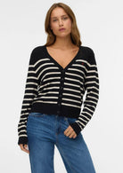 Vero Moda Cardigan Donna Nero e Bianco 10331422 Black W. BIRCH VERO MODA 