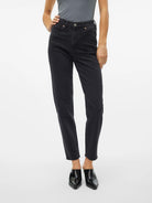 Vero Moda Jeans Donna Tessa A Vita Alta Mom Fit Dark Grey Denim 10302983 Dark Grey Denim VERO MODA 