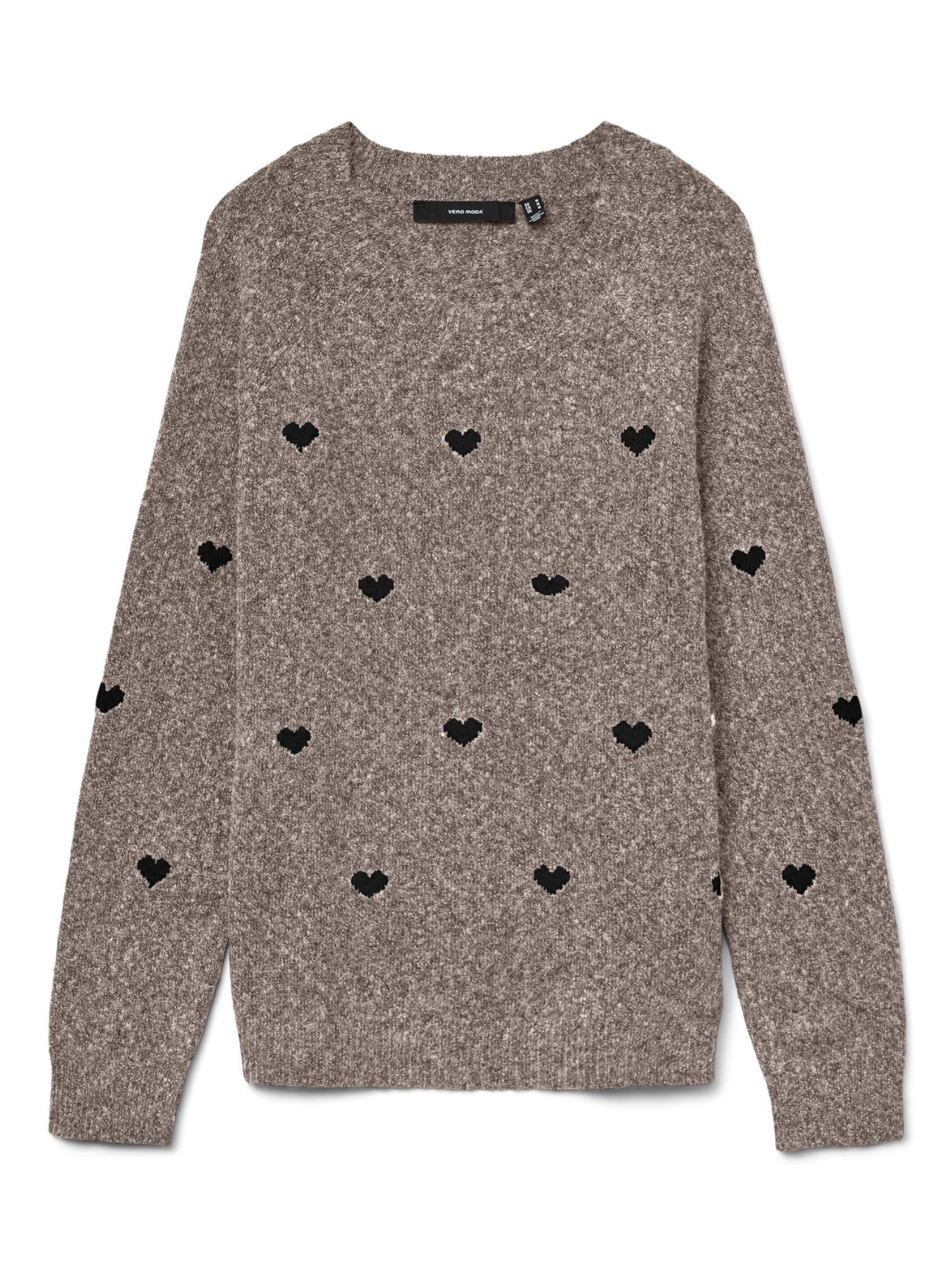 Vero Moda Maglione Donna Doffy Beige E Nero 10330790 Moon Rock W. BLACK BOWS VERO MODA 