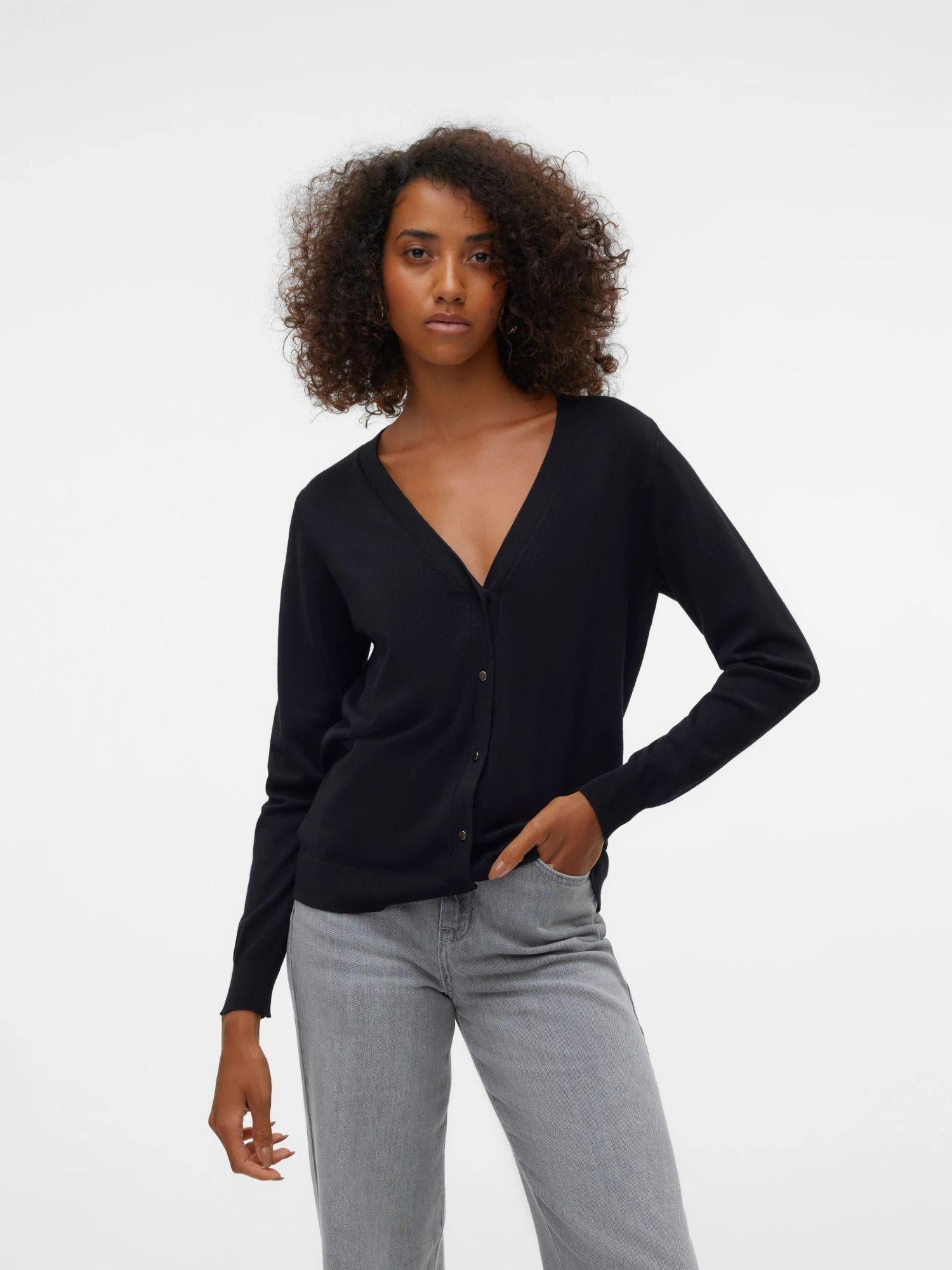 Vero Moda Cardigan In Maglia Donna Silje Nero 10320456 Black VERO MODA 