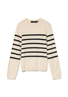 Vero Moda Maglione Donna Saba Bianco Panna A Righe Nere 10309324 Birch BLACK VERO MODA 
