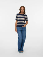 Vero Moda Maglione Donna Carmelia In Maglia Navy Blazer W. Ice Water And Birch 10330825 Navy Blazer VERO MODA 
