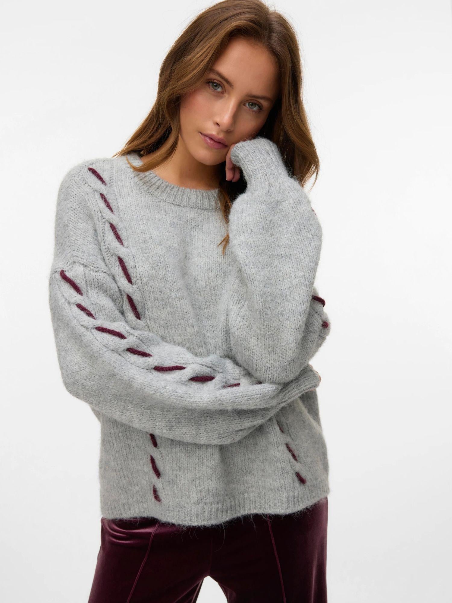 Vero Moda Maglione Donna Ilina Light Grey Melange 10334866 Light Grey Melange VERO MODA 