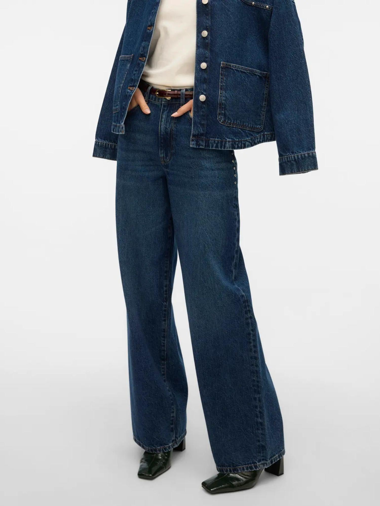 Vero Moda Jeans Donna Rae Wide Fit Dark Blue Denim 10336550 Dark Blue Denim VERO MODA 